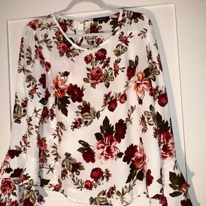 Ambiance Floral Blouse - Red and Green